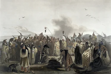Scalp Dance of the Minatarres, plate 27 fra bind 2 av `Travels in the Interior of North America